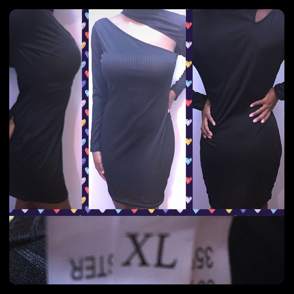 Dresses & Skirts - Sexy Black Long Sleeve Cutout Bodycon Dress